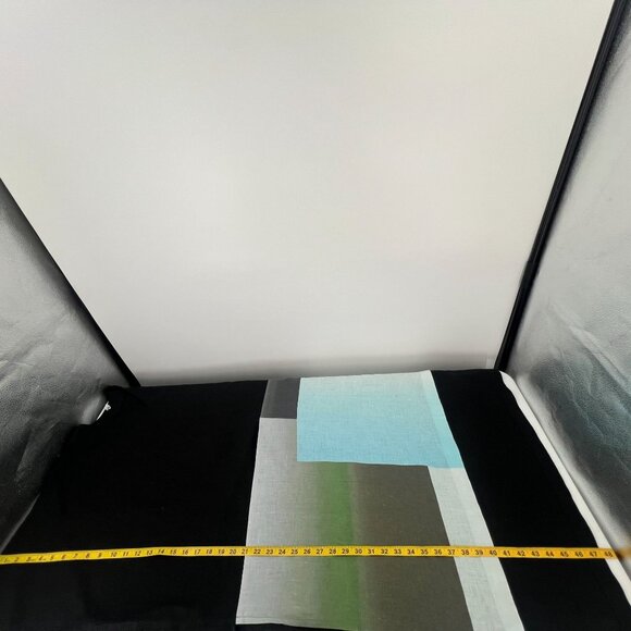 Anchovy Women OS Linen Black Colorblock Kaftan‎ Dress Poncho Oversize V-Neck - Picture 7 of 9